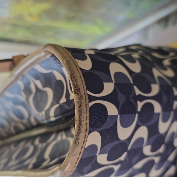 Coach Peyton Dream C Tote Blue White Signature Canvas Leather Trim Shoulder Bag - Picture 6 of 17